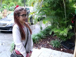 Nerdy Latina teen ends up fucking a hot older guy